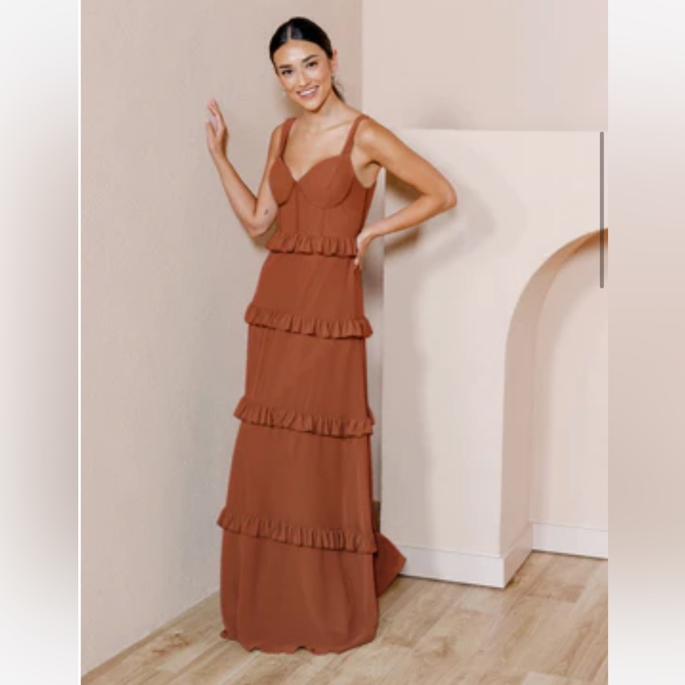 Sloane chiffon dress in Rust